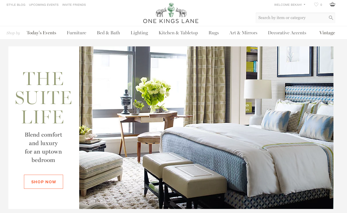 Screenshot of the One Kings Lane Website