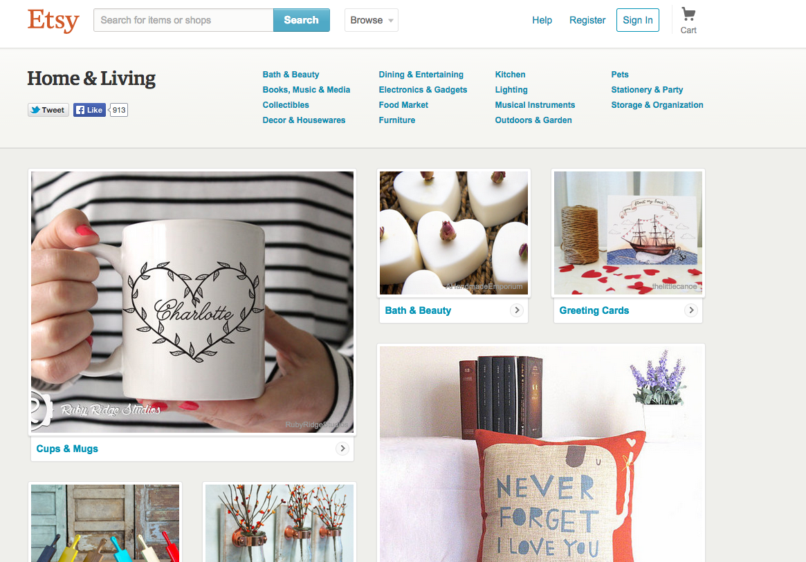 Screen Shot of the Etsy Website