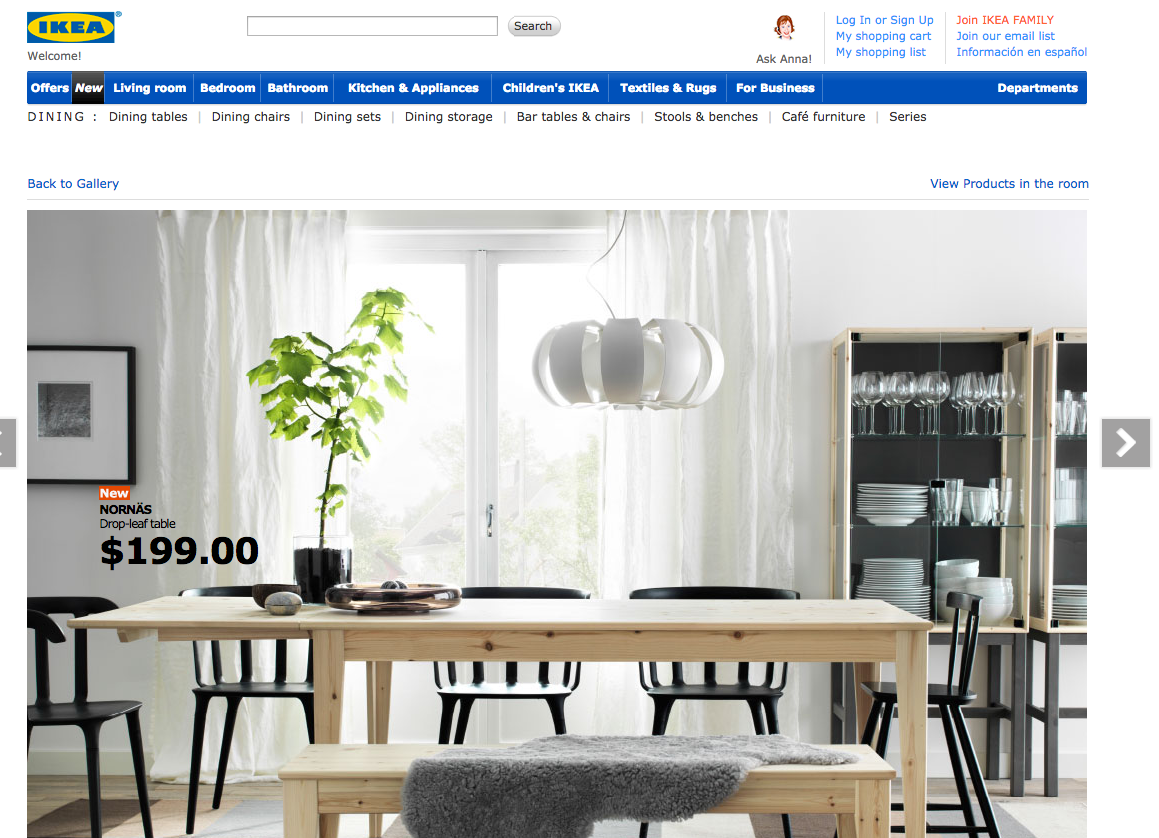 Screen Shot of the Ikea Website