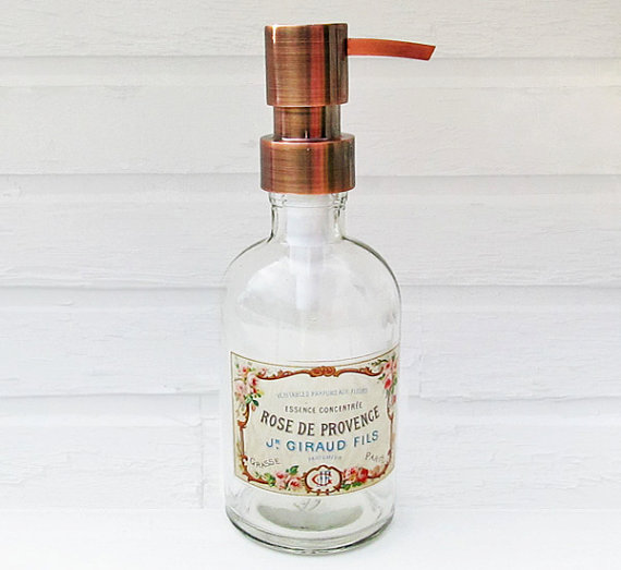Vintage style soap bottle with copper pump