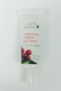 Small tube of 100 percent pure coffee bean caffeine eye cream