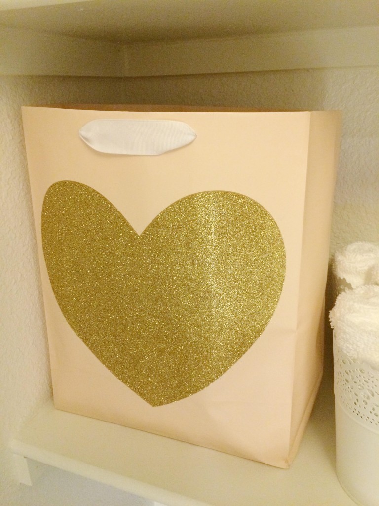 Blush and gold heart gift bag