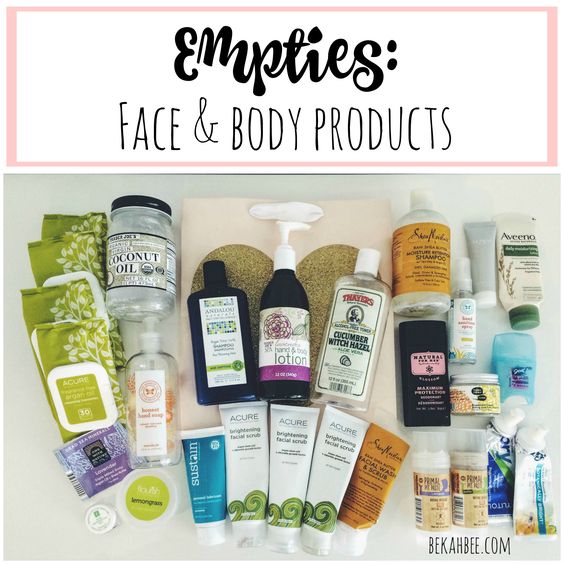 Empties: face and body products