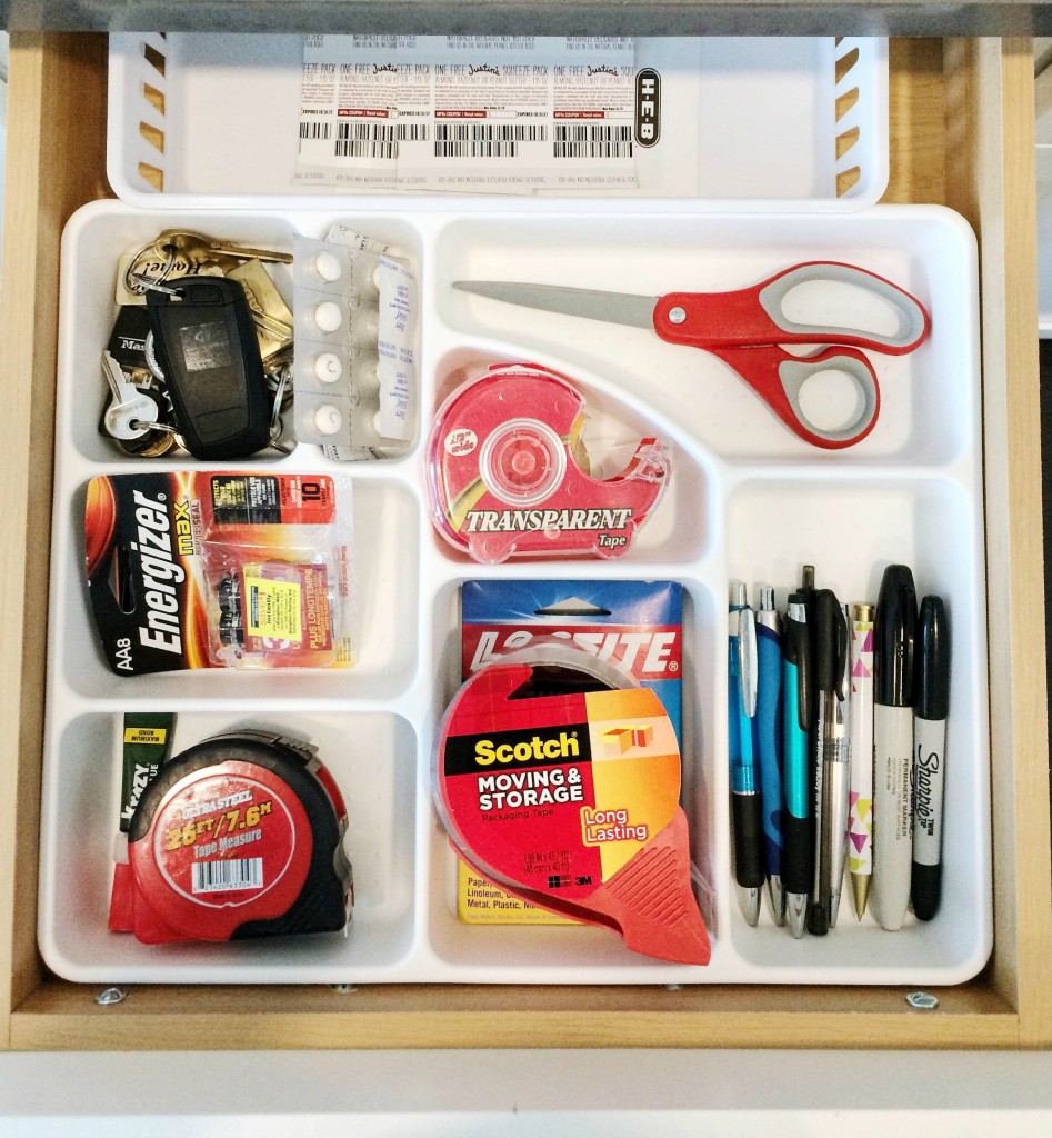 After shot of kitchen junk drawer after being organized