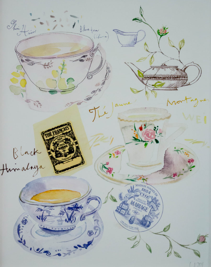 illustrated tea print